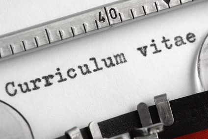 Curriculum vitae written on typewriter